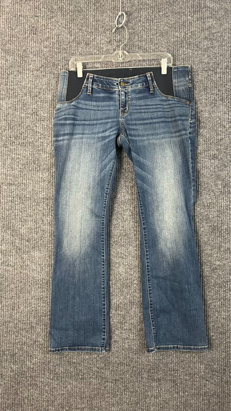 Isabel Maternity Jeans Womens 10 Blue Medium Wash Skinny Boot Cut Mid Rise